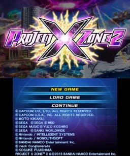 Project X Zone 2 Title Screen